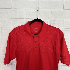 Cabelas Shooting Shirt Polo Mens Medium Red Quilted Padding Wick Advance